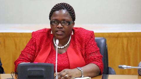 Minister Jeanne d’Arc De Bonheur during a past news briefing. Sam Ngendahimana